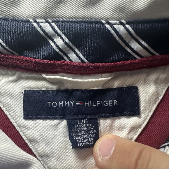 Tommy Hilfiger Rugby Long Sleeve Shirt Mens L Large Striped Red Blue White - Picture 7 of 14
